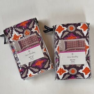 Vera Bradley (2) Water Geo Purple Orange Floral Quilt Standard Pillow Shams $60
